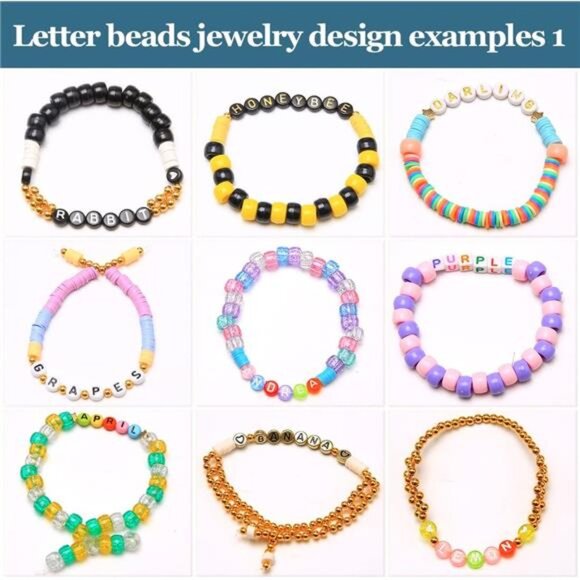 1400 pcs Letter Beads, 4x7 mm Acrylic Beads, Beads for Jewelry - Picture 4 of 7